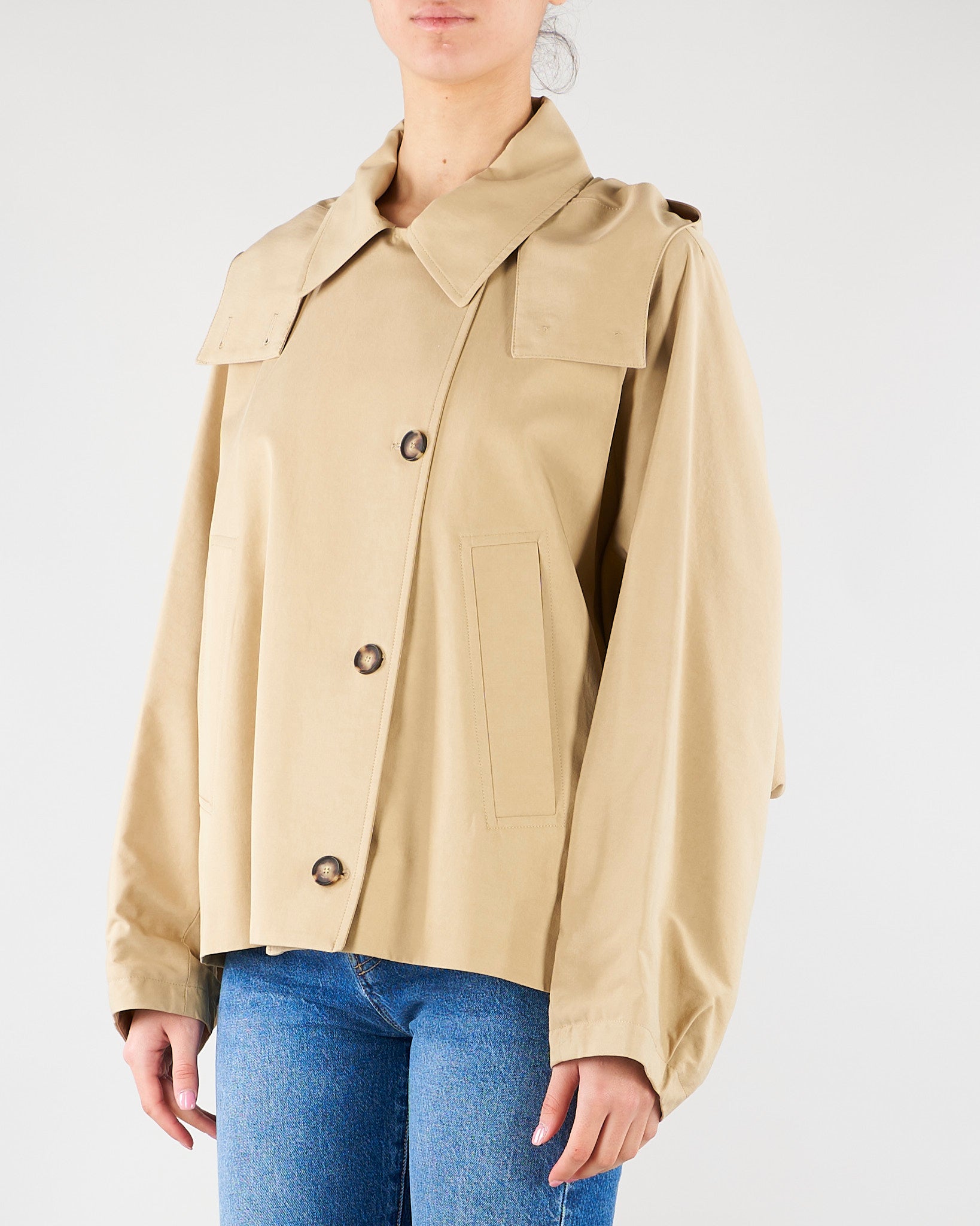 Trench corto Beige con cappuccio staccabile M6PN01 421 MEIMEIJ 