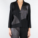 Cardigan Nero plissettato con inserti in lurex M6PY26 B1063 MEIMEIJ 