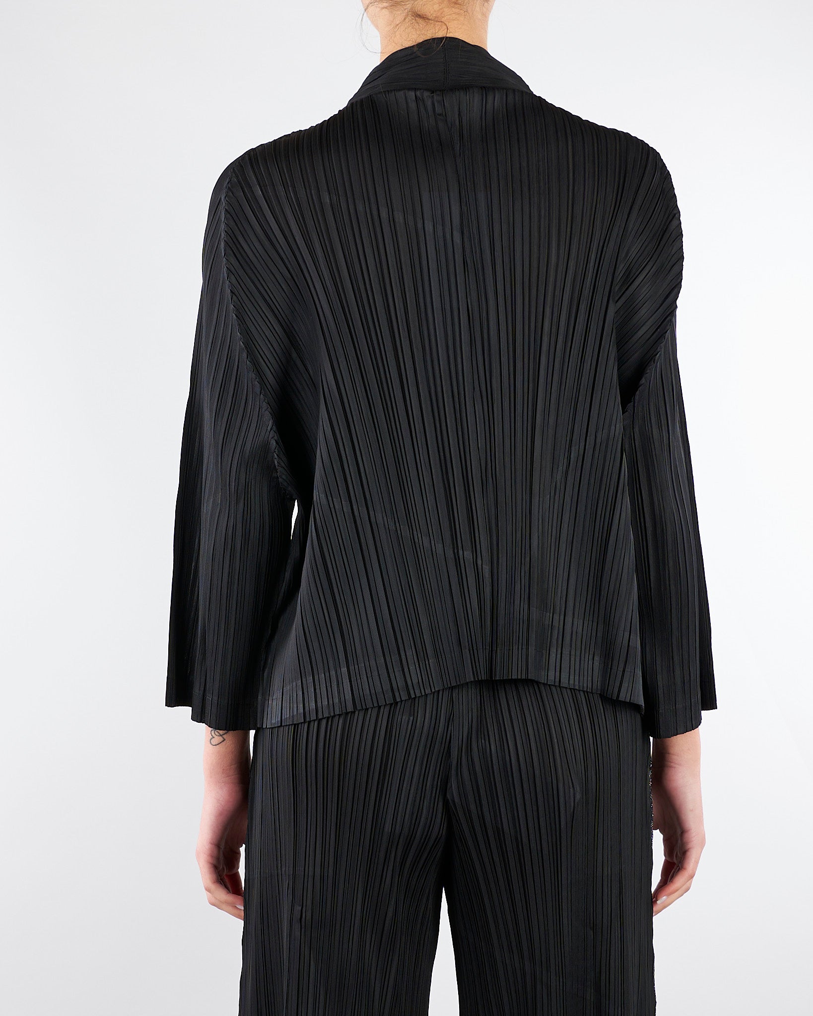Cardigan Nero plissettato con inserti in lurex M6PY26 B1063 MEIMEIJ 