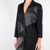 Cardigan Nero plissettato con inserti in lurex M6PY26 B1063 MEIMEIJ 