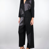Cardigan Nero plissettato con inserti in lurex M6PY26 B1063 MEIMEIJ 