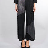 Pantalone Nero plissettato con inserti in lurex M6PY27 B1063 MEIMEIJ 