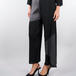 Pantalone Nero plissettato con inserti in lurex M6PY27 B1063 MEIMEIJ 