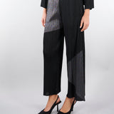 Pantalone Nero plissettato con inserti in lurex M6PY27 B1063 MEIMEIJ 