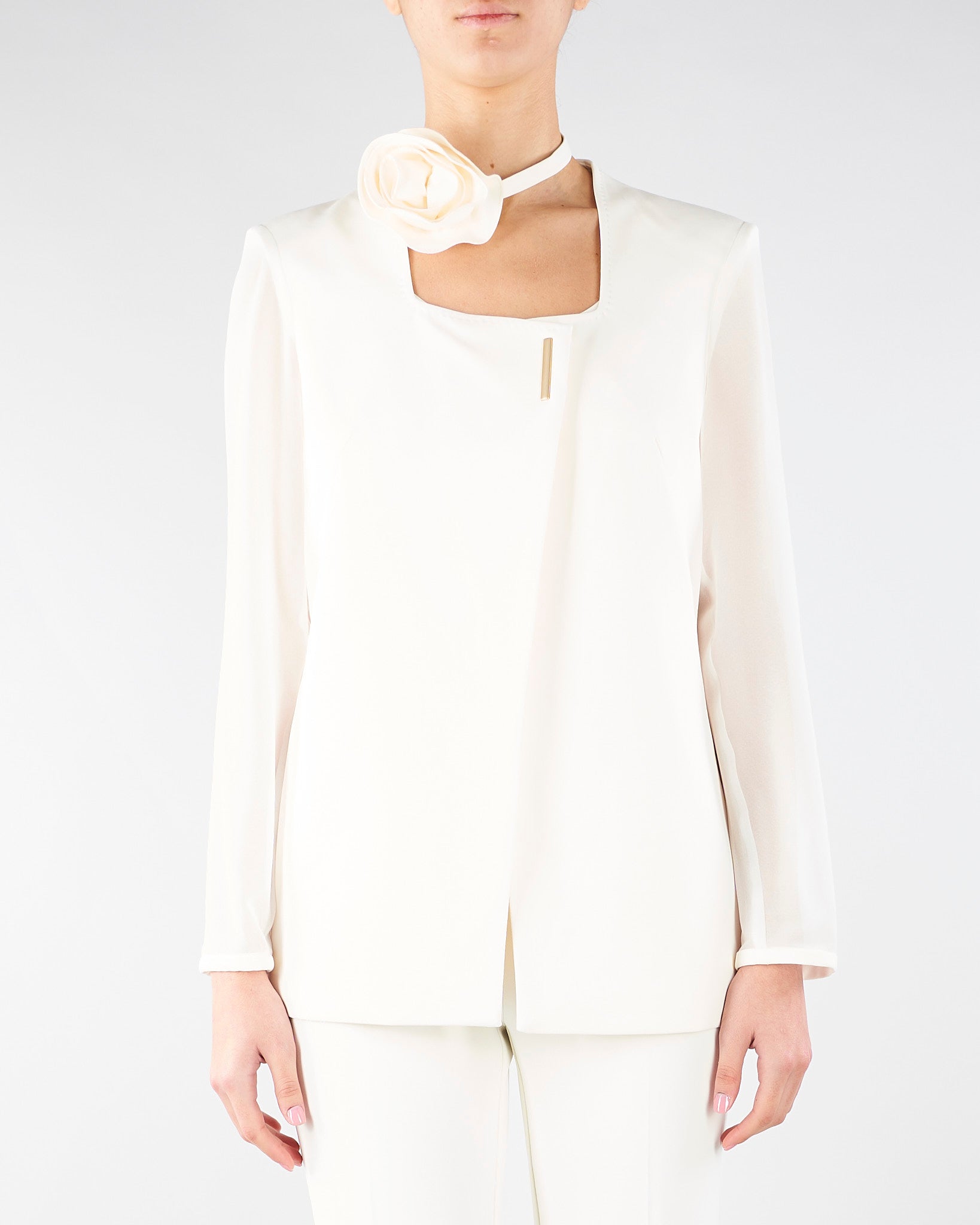 Giacca Barnet Avorio con fiore e maniche velate BARNET 4 NENETTE 