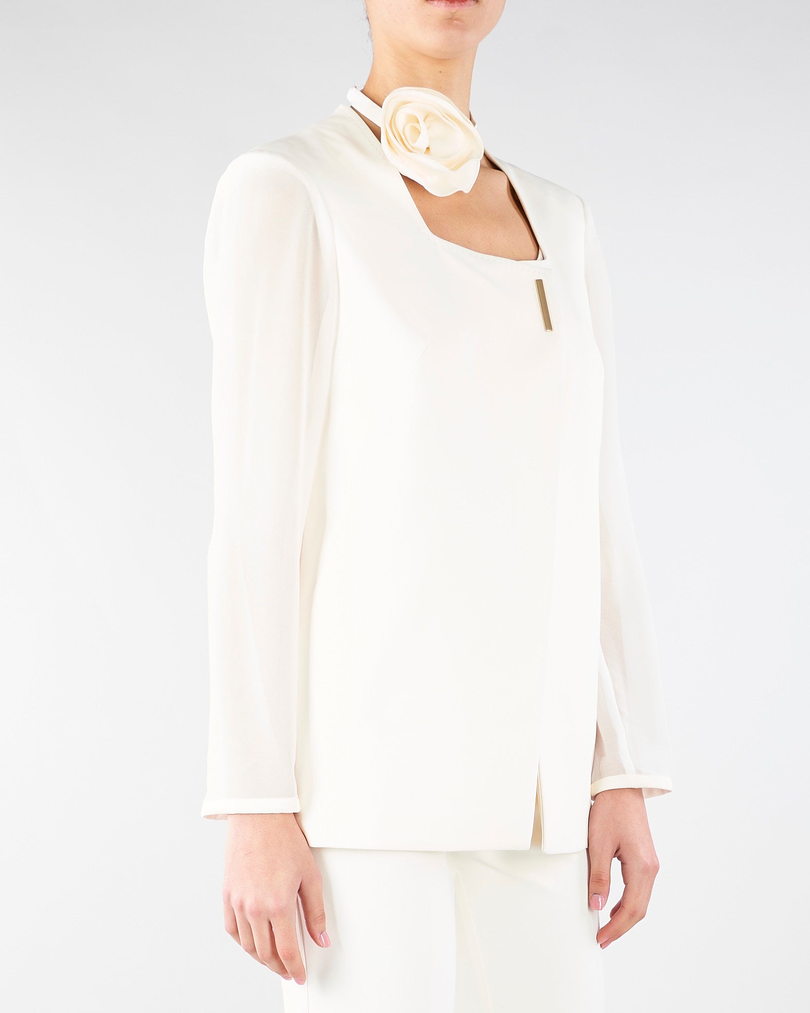 Giacca Barnet Avorio con fiore e maniche velate BARNET 4 NENETTE 