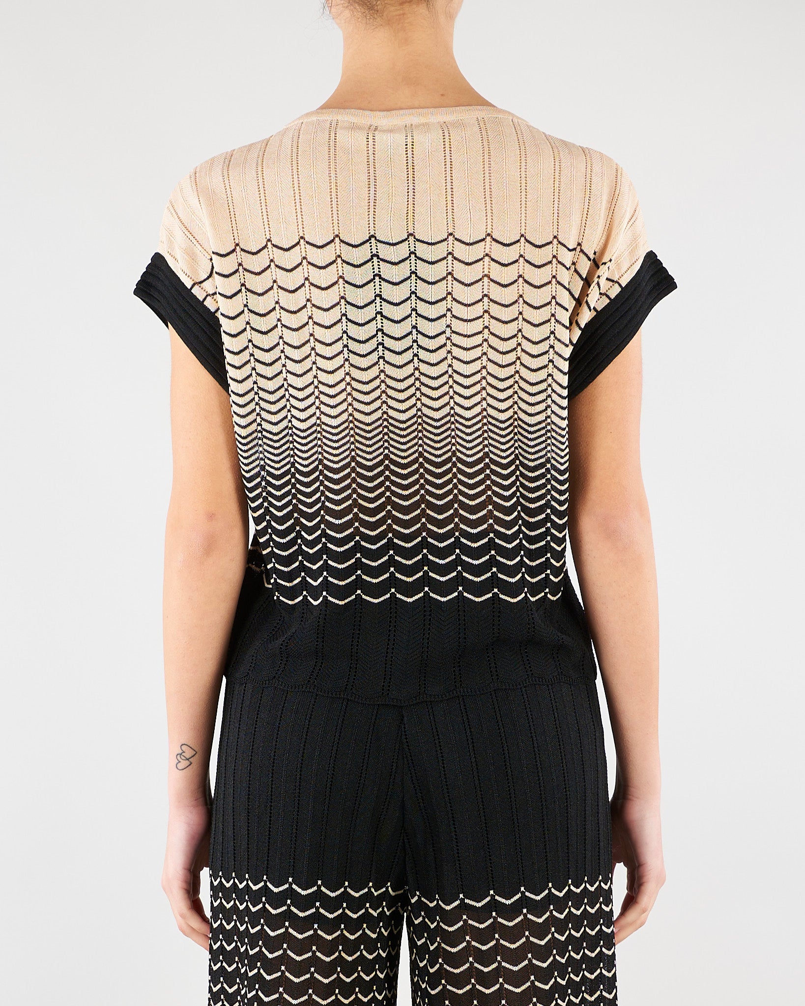 Maglia Micol Crema-Nero con lavorazione ad onde MICOL 810 NENETTE 