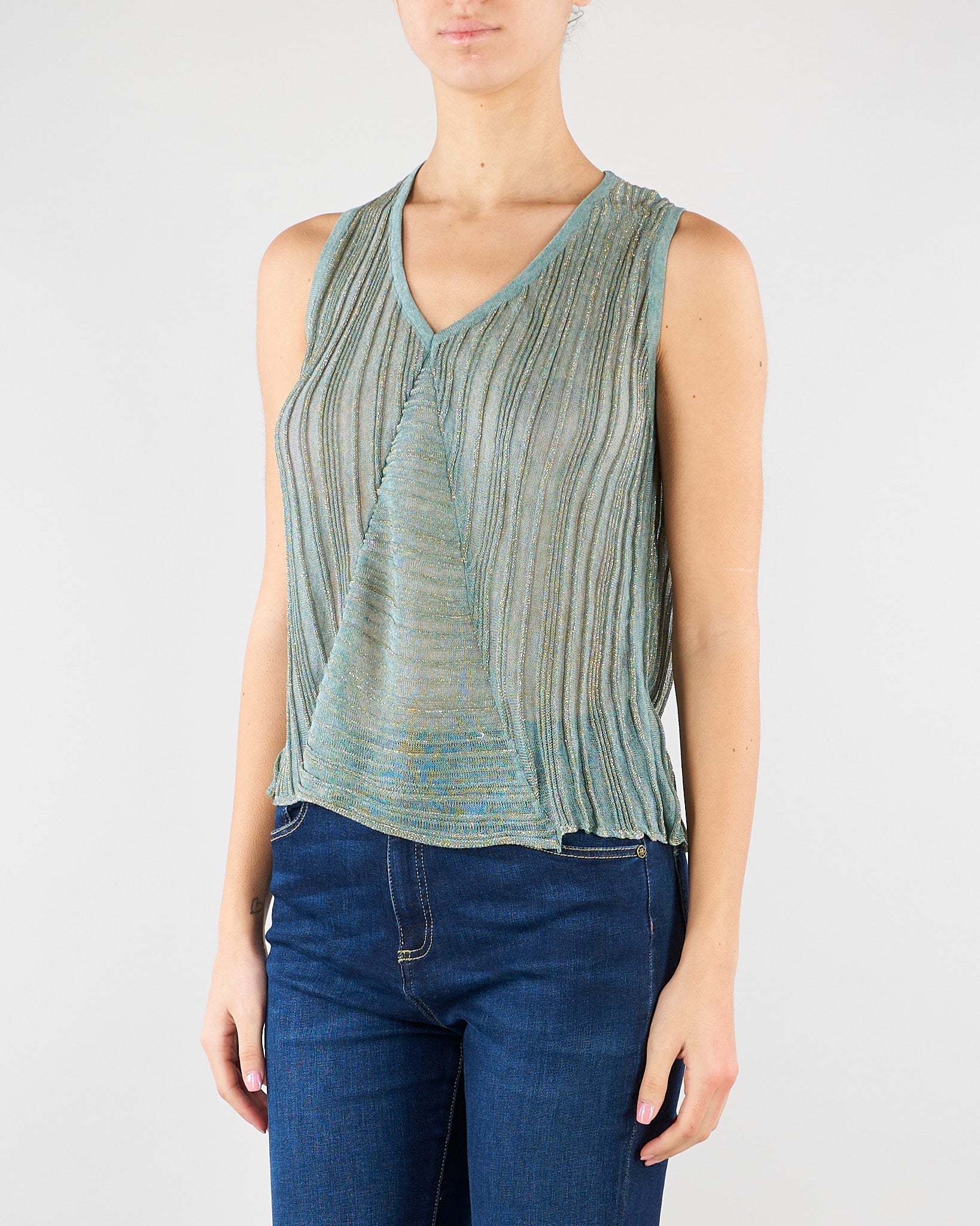 Top in maglia Muy Verde salvia MUY 2164 NENETTE 