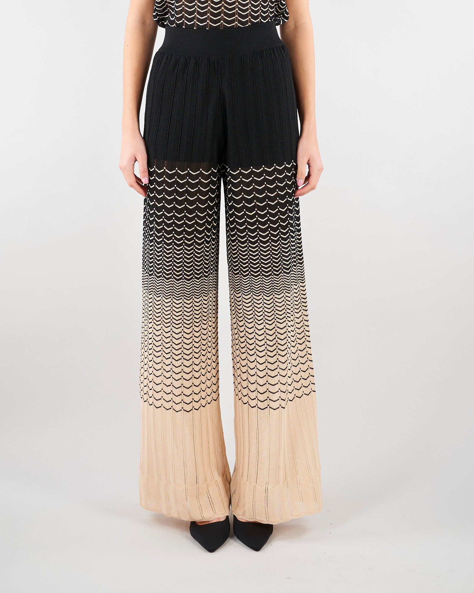 Pantalone Yoda Crema-Nero in maglia YODA 810 NENETTE 
