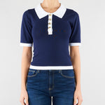 Maglia Blu-Panna con profili a contrasto NS137 89 NO SECRETS 