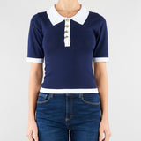 Maglia Blu-Panna con profili a contrasto NS137 89 NO SECRETS 