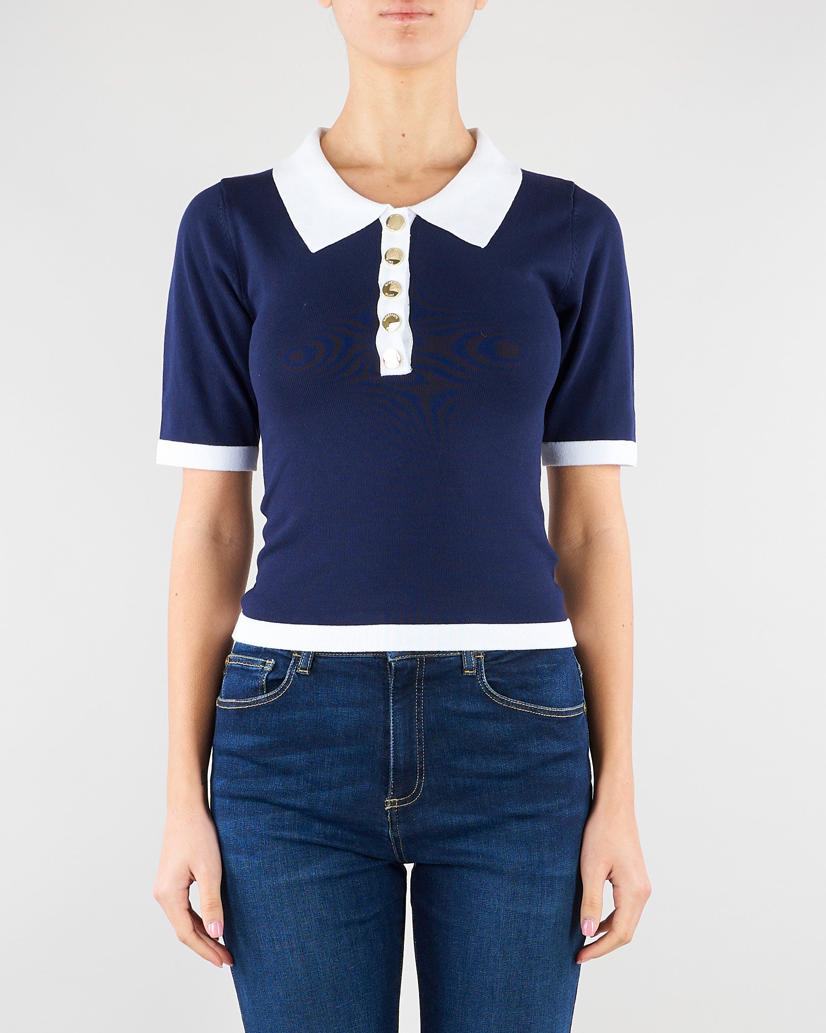 Maglia Blu-Panna con profili a contrasto NS137 89 NO SECRETS 