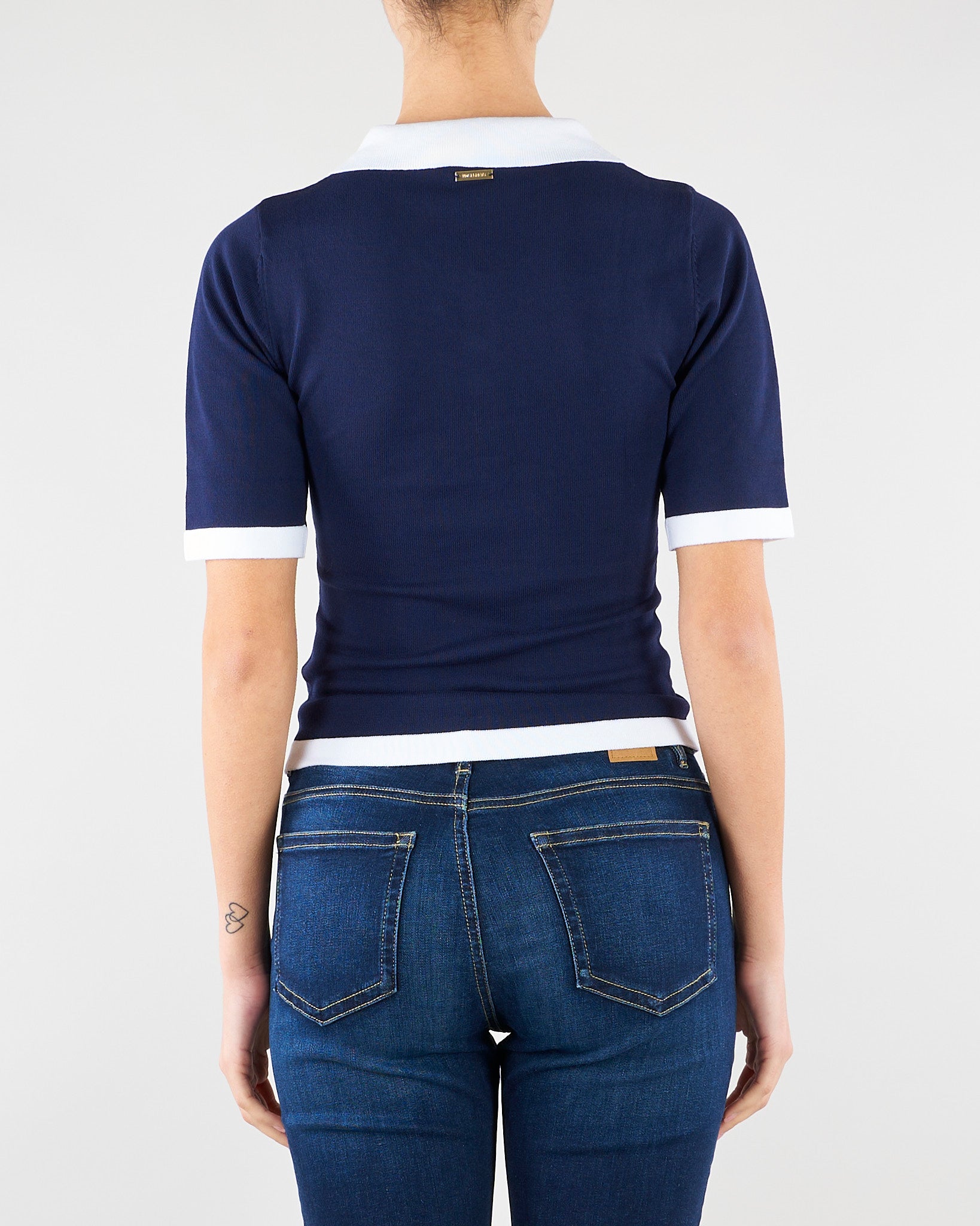 Maglia Blu-Panna con profili a contrasto NS137 89 NO SECRETS 