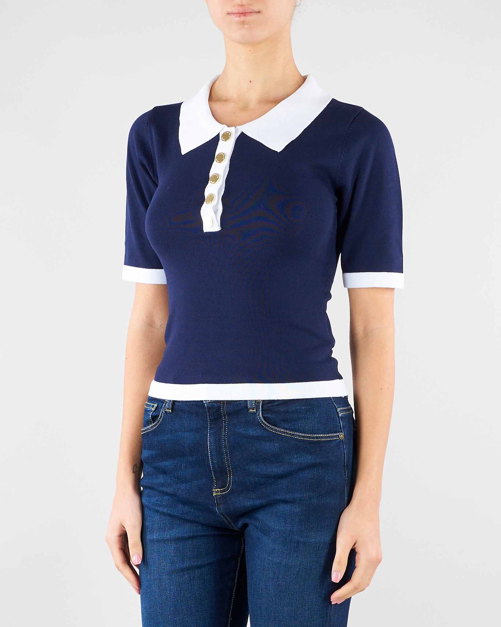 Maglia Blu-Panna con profili a contrasto NS137 89 NO SECRETS 