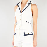 Gilet Bianco con profili a contrasto NS218 03 NO SECRETS 