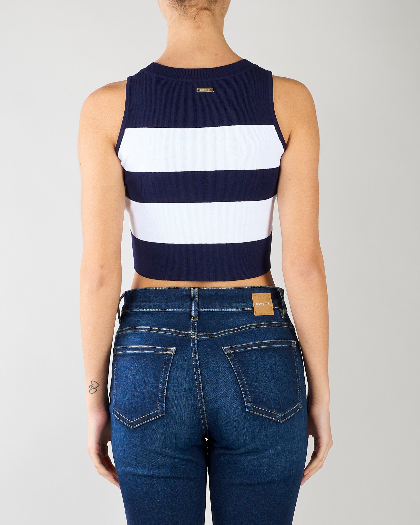 Top Blu-Panna in maglia a righe NS271 89 NO SECRETS 