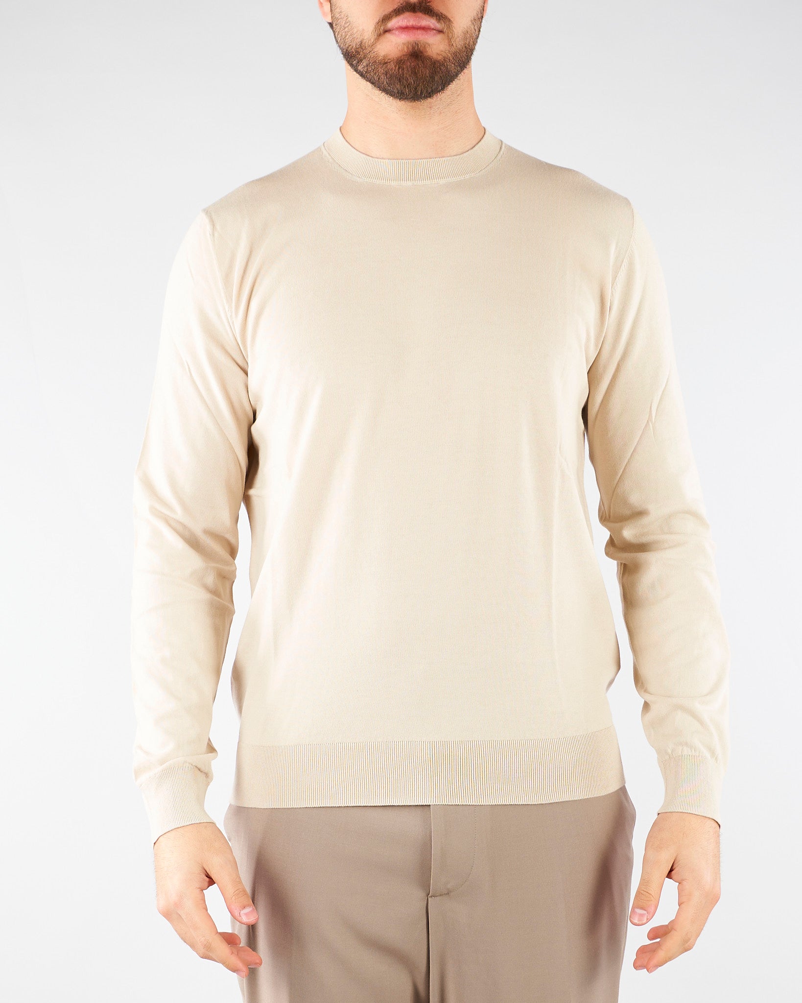 Maglia Beige in puro cotone extrafine A001F100 1420 PAOLO PECORA 