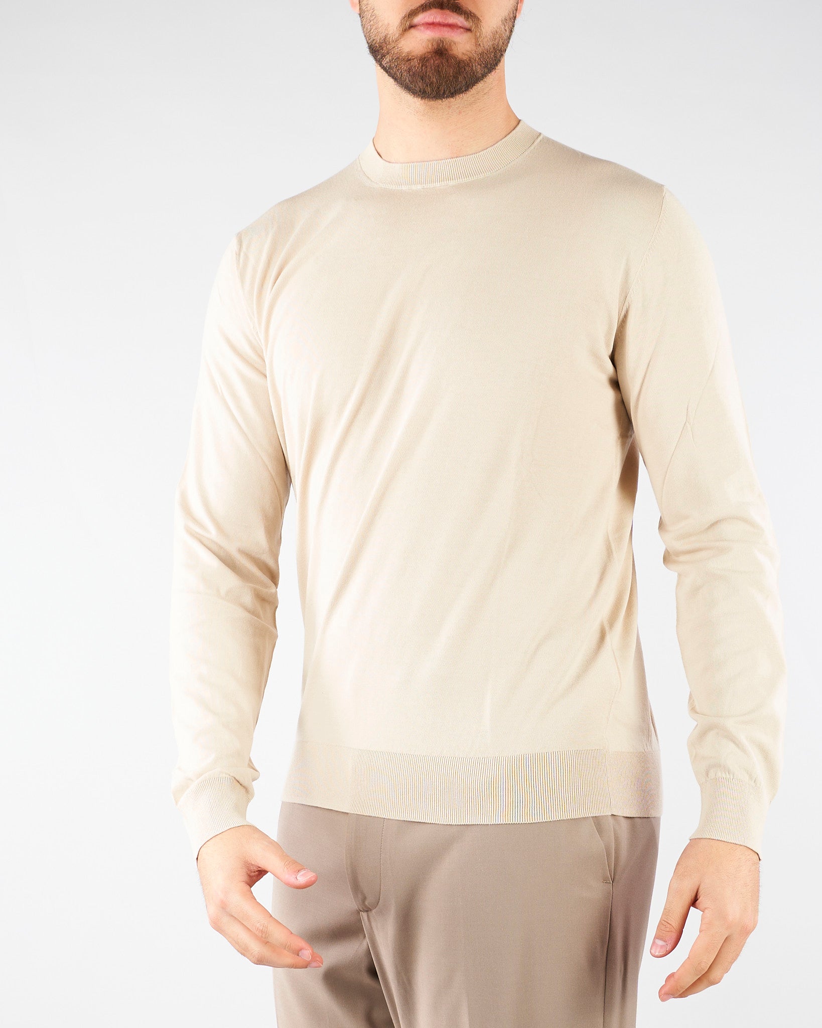 Maglia Beige in puro cotone extrafine A001F100 1420 PAOLO PECORA 