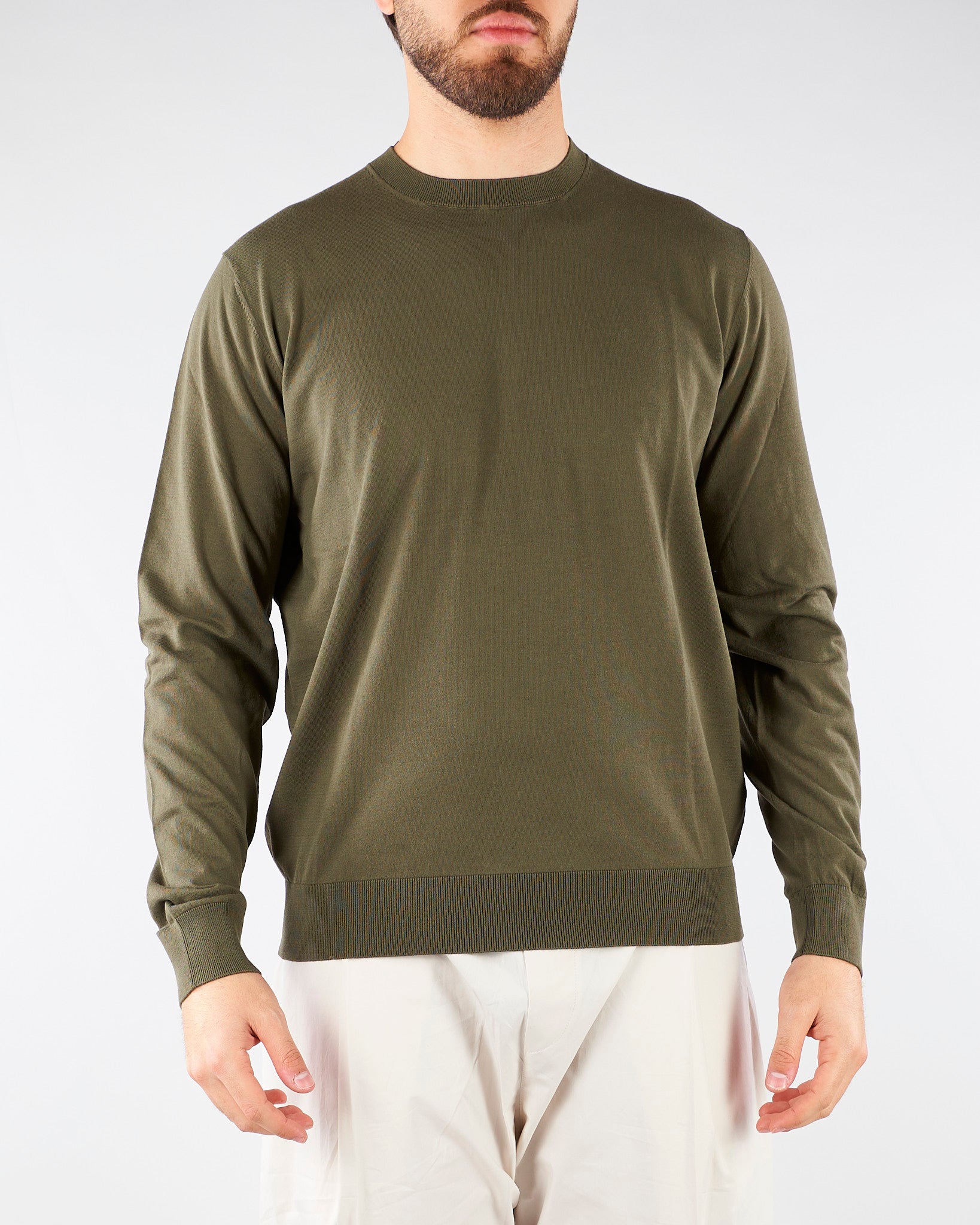 Maglia Verde in puro coton extrafine A001F100 5407 PAOLO PECORA 