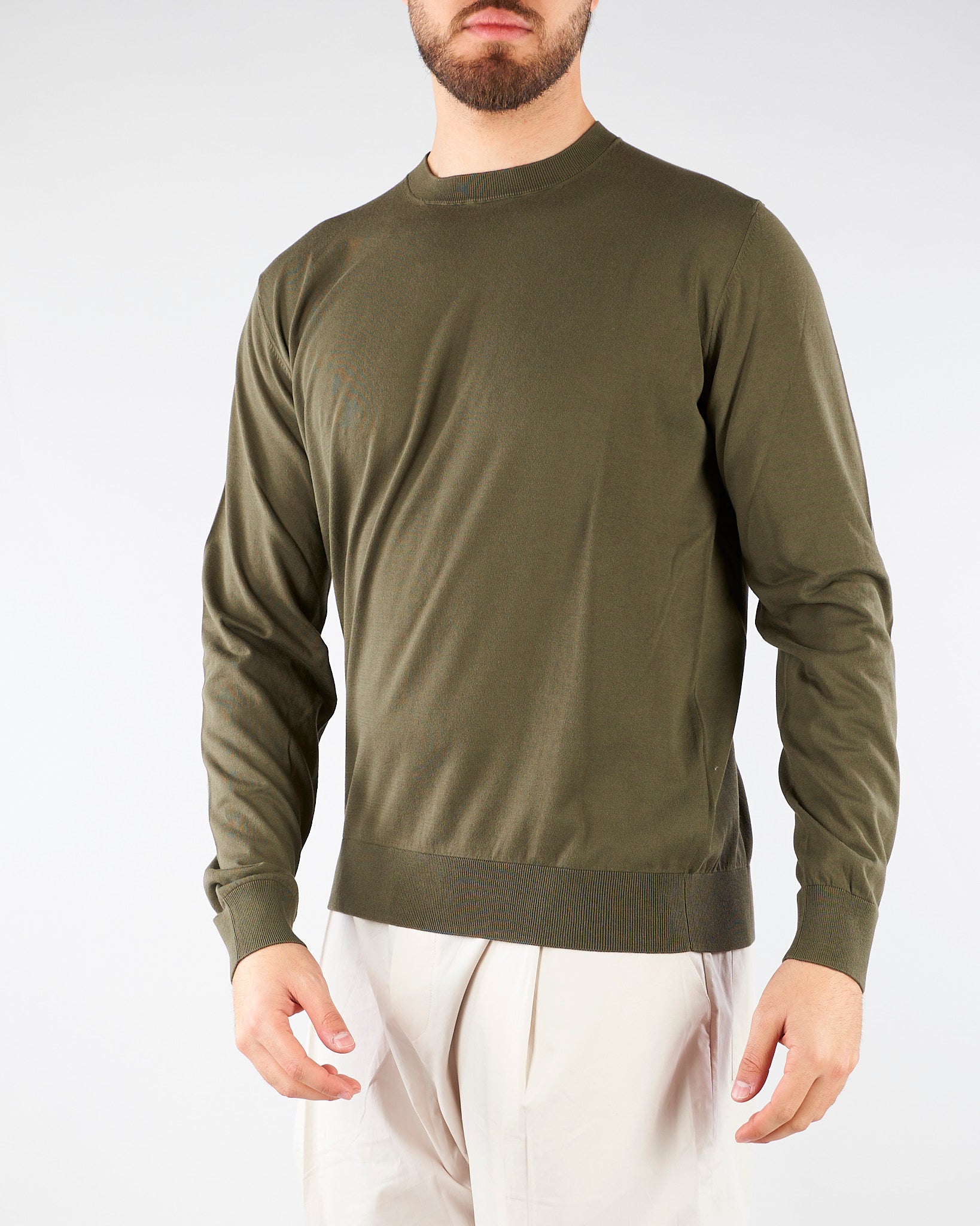 Maglia Verde in puro coton extrafine A001F100 5407 PAOLO PECORA 