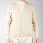 Cardigan Beige in cotone con profili a contrasto A008F100 1420 PAOLO PECORA 