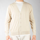 Cardigan Beige in cotone con profili a contrasto A008F100 1420 PAOLO PECORA 