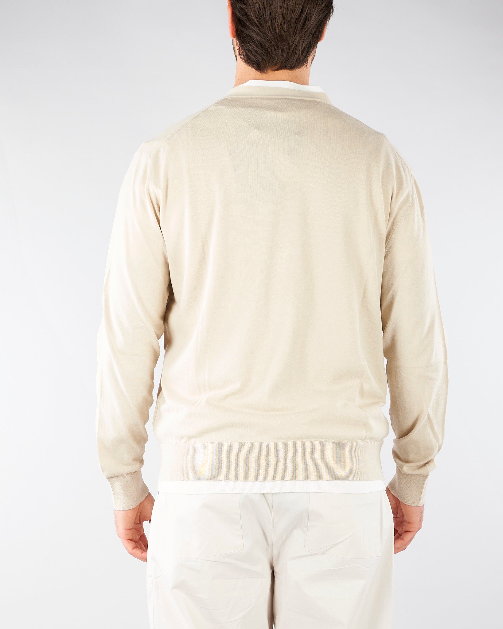 Cardigan Beige in cotone con profili a contrasto A008F100 1420 PAOLO PECORA 