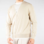 Cardigan Beige in cotone con profili a contrasto A008F100 1420 PAOLO PECORA 