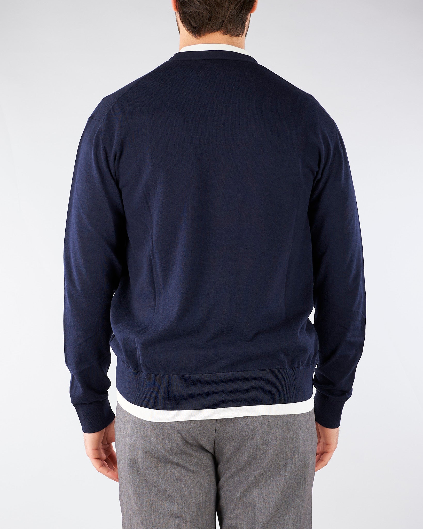 Cardigan Blu in cotone con profili a contrasto A008F100 6685 PAOLO PECORA 