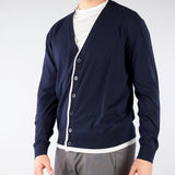 Cardigan Blu in cotone con profili a contrasto A008F100 6685 PAOLO PECORA 