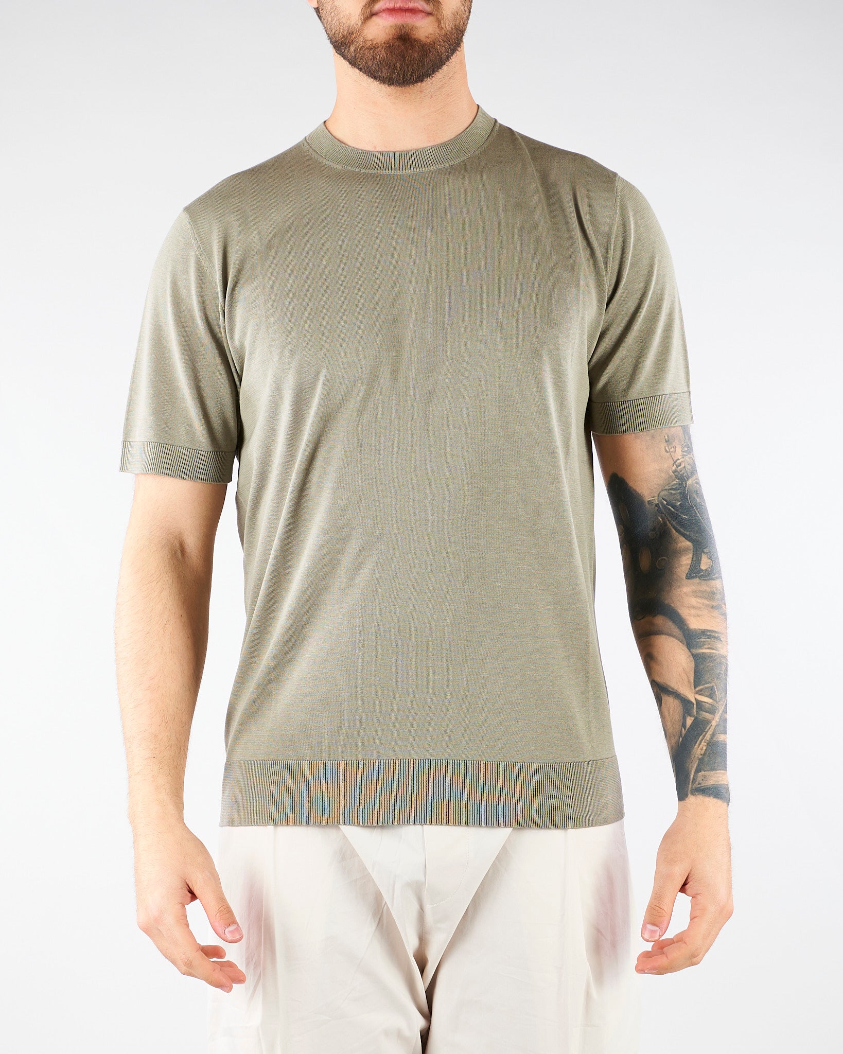 Maglia Verde in pura seta e cotone A010F200 5326 PAOLO PECORA 