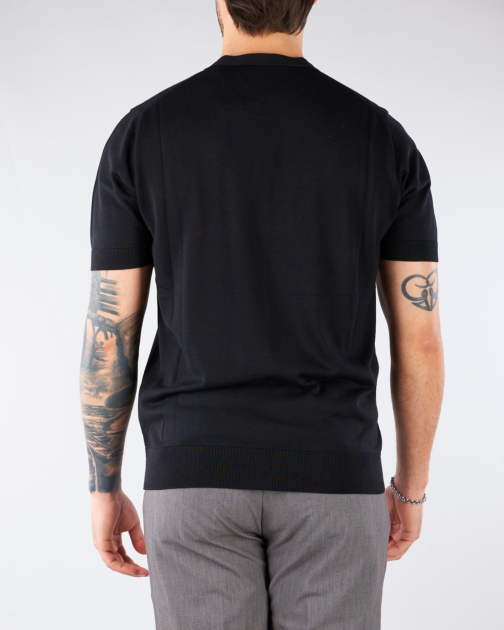 Maglia Nero in pura seta e cotone A010F200 9000 PAOLO PECORA 