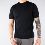 Maglia Nero in pura seta e cotone A010F200 9000 PAOLO PECORA 