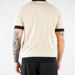 Maglia jacquard a Polo Beige-Nero con profili a contrasto A016F100 0001 PAOLO PECORA 