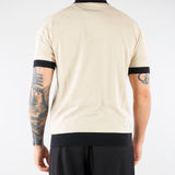 Maglia jacquard a Polo Beige-Nero con profili a contrasto A016F100 0001 PAOLO PECORA 