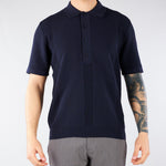 Polo jacquard Blu in maglia lavorata A027F300 6685 PAOLO PECORA 