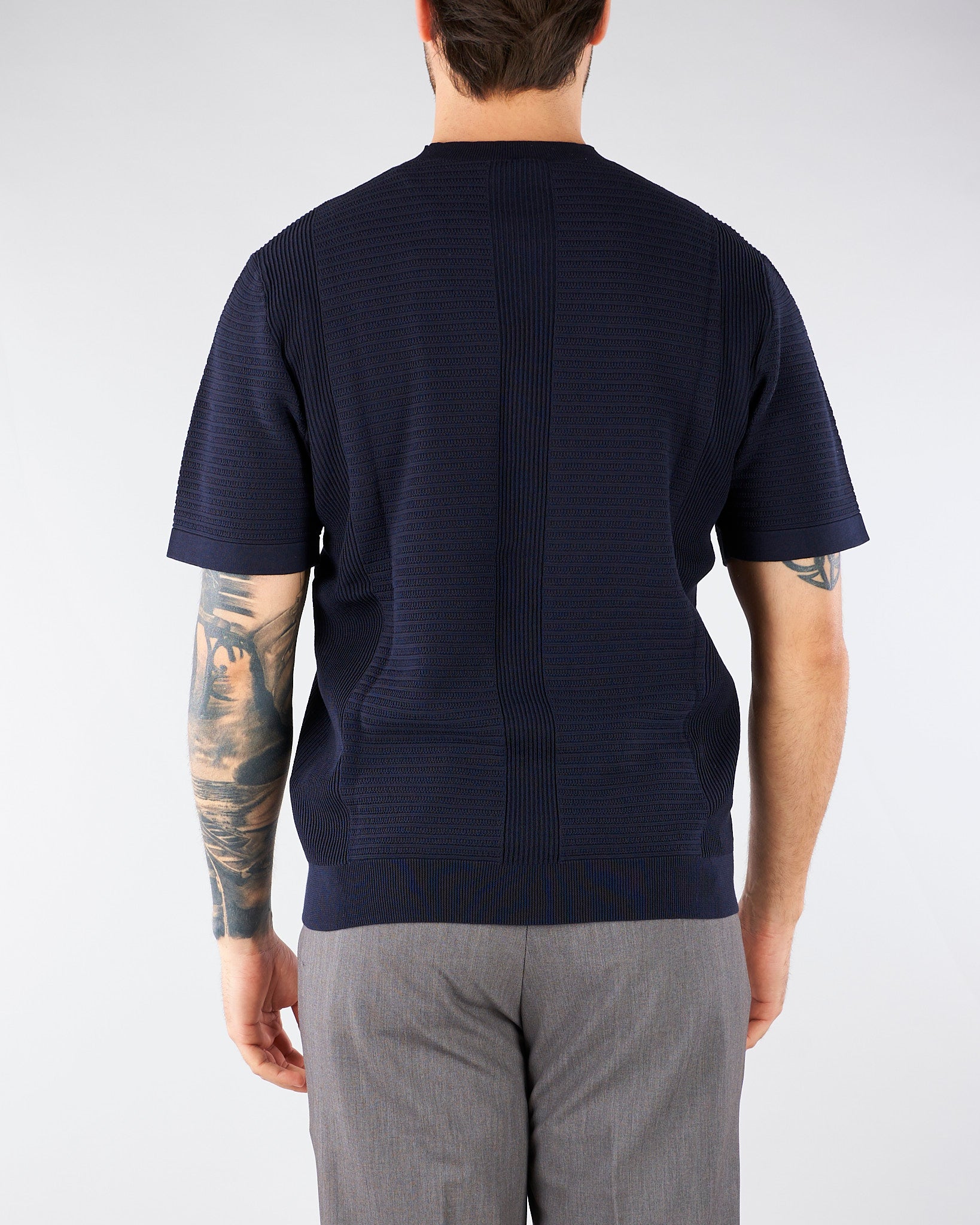 Maglia jacquard Blu in cotone lavorato A028F300 6685 PAOLO PECORA 