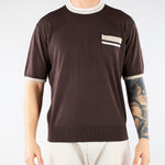 Maglia Marrone in pura seta e cotone con profili a contrasto A032F200 2345 PAOLO PECORA 