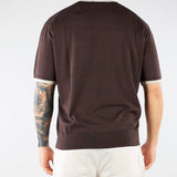 Maglia Marrone in pura seta e cotone con profili a contrasto A032F200 2345 PAOLO PECORA 