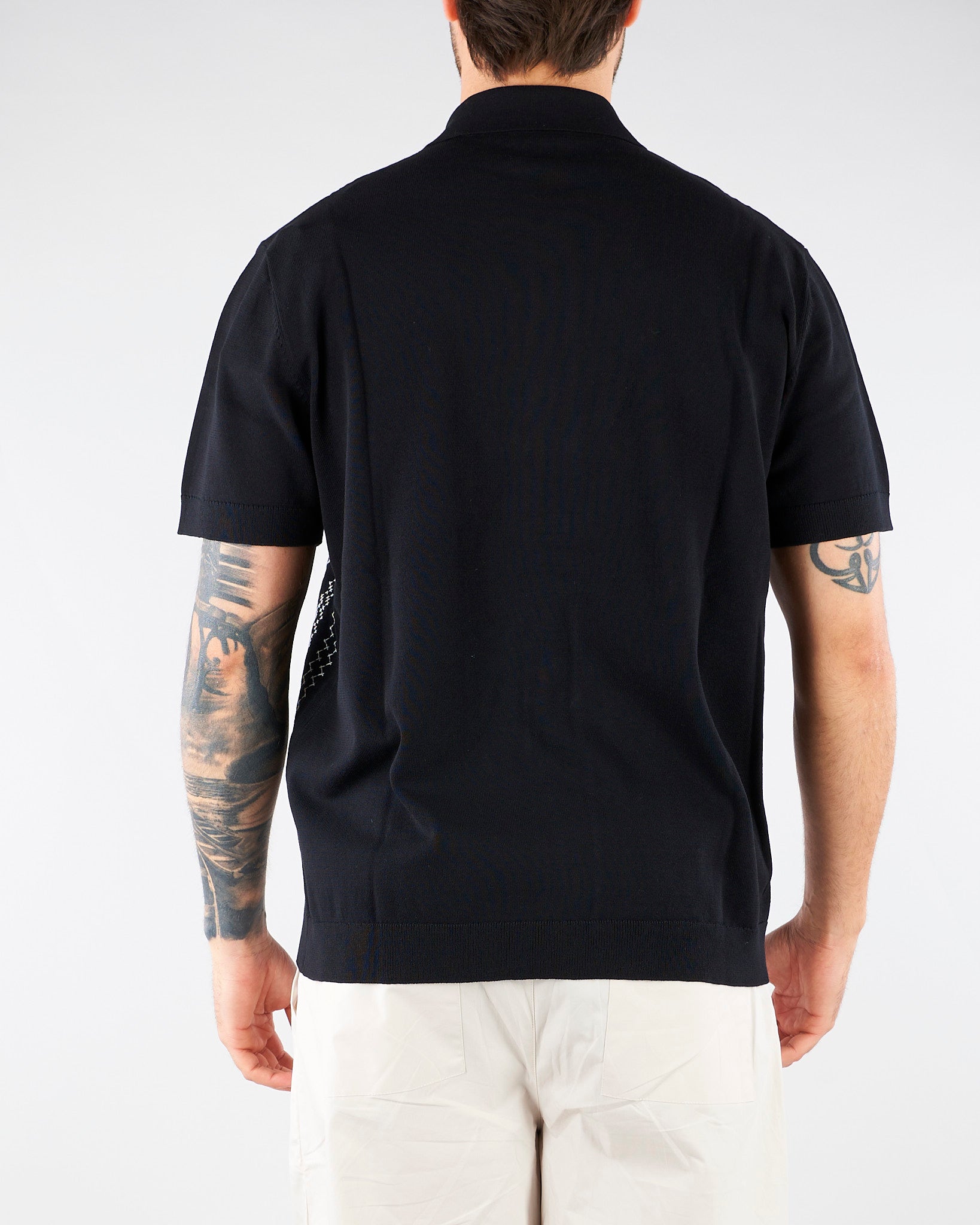 Maglia Nero a Polo con ricamo a contrasto A048F900 9000 PAOLO PECORA 