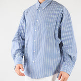 Camicia in cotone Blu-Bianco a righe Relaxed fit G2011522 RD11 PAOLO PECORA 