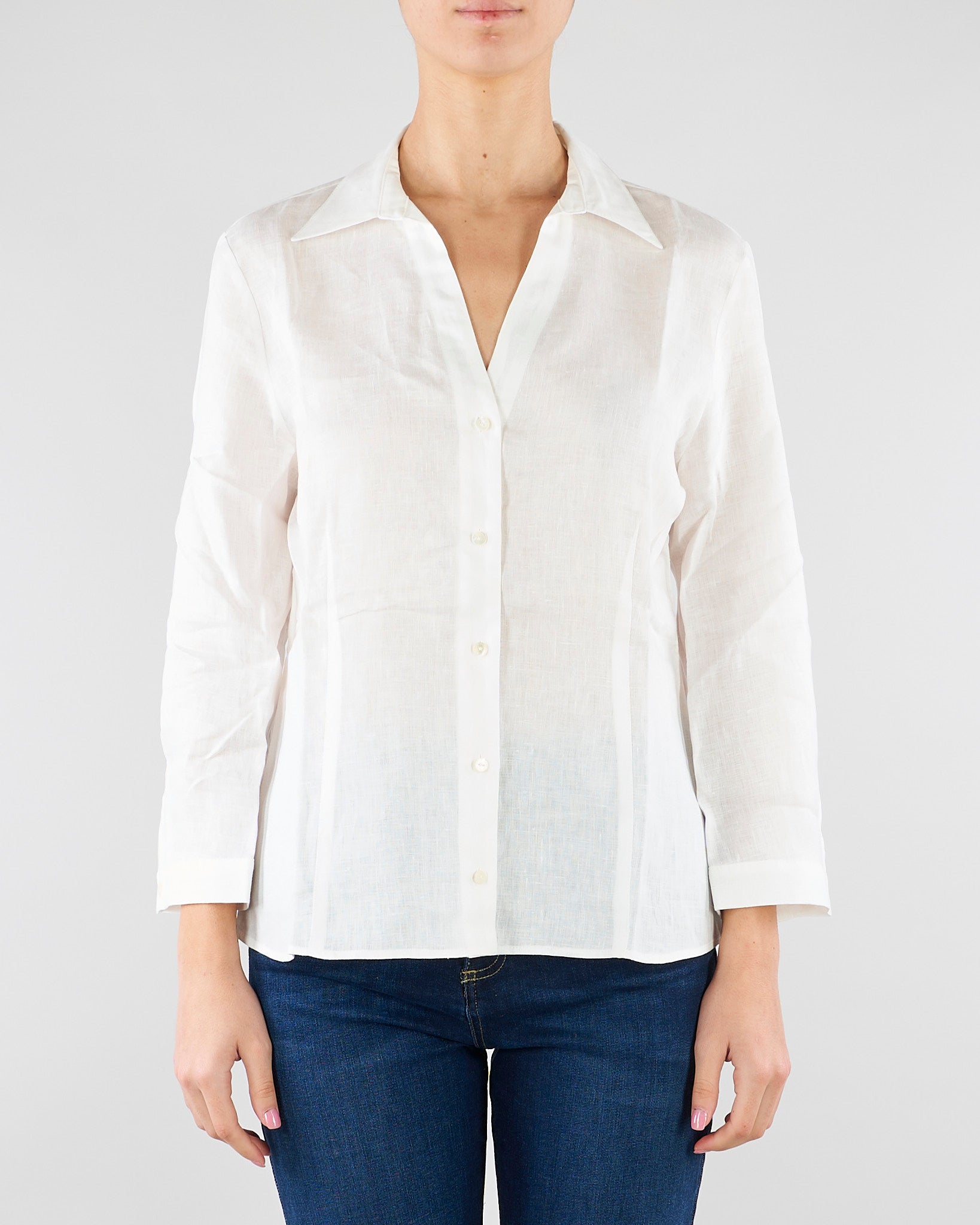 Camicia slim Bianco in puro lino PBBALCALI 1 PENNY BLACK 
