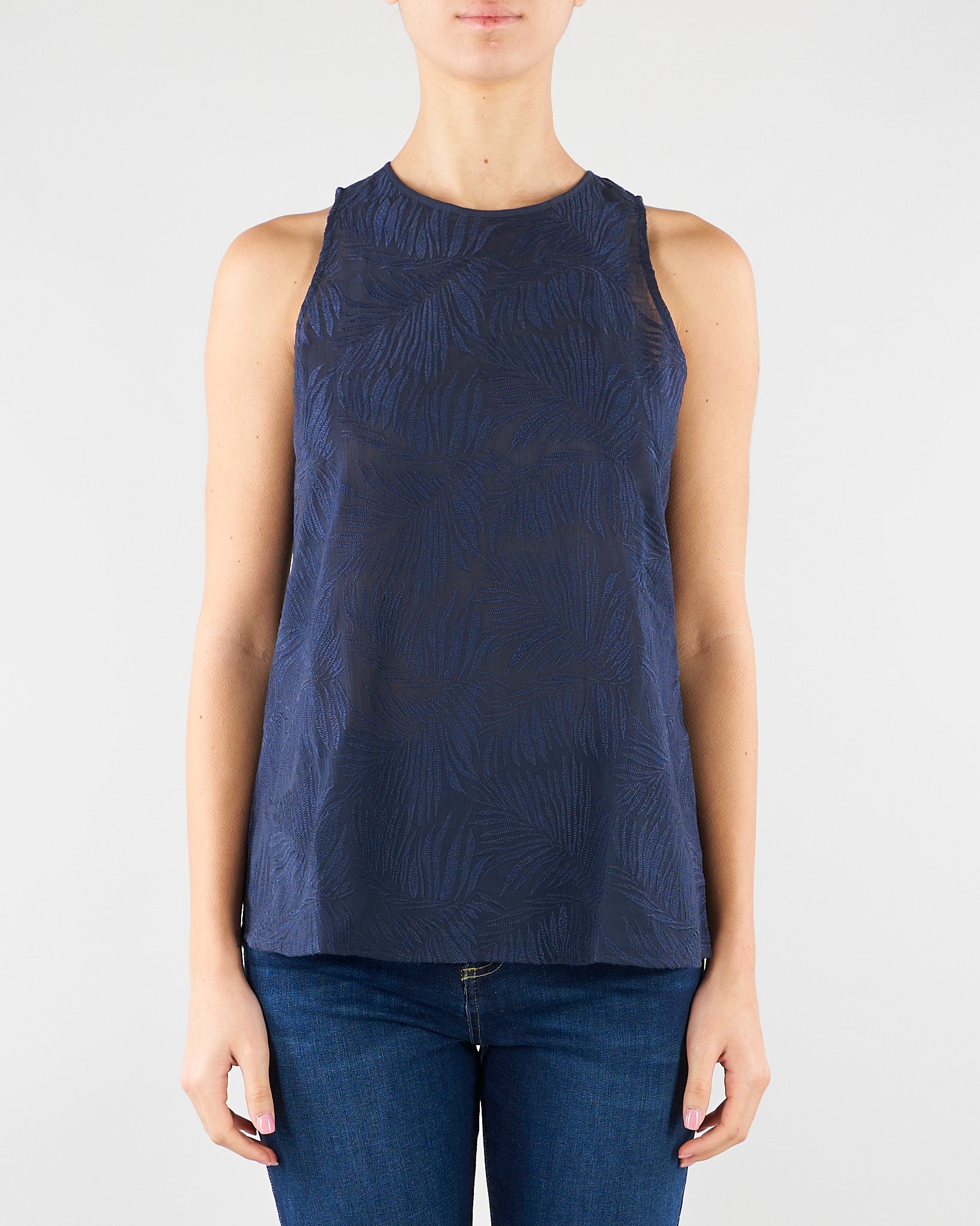 Top Blu in mussola ricamata PBBPOLIS 3 PENNY BLACK 