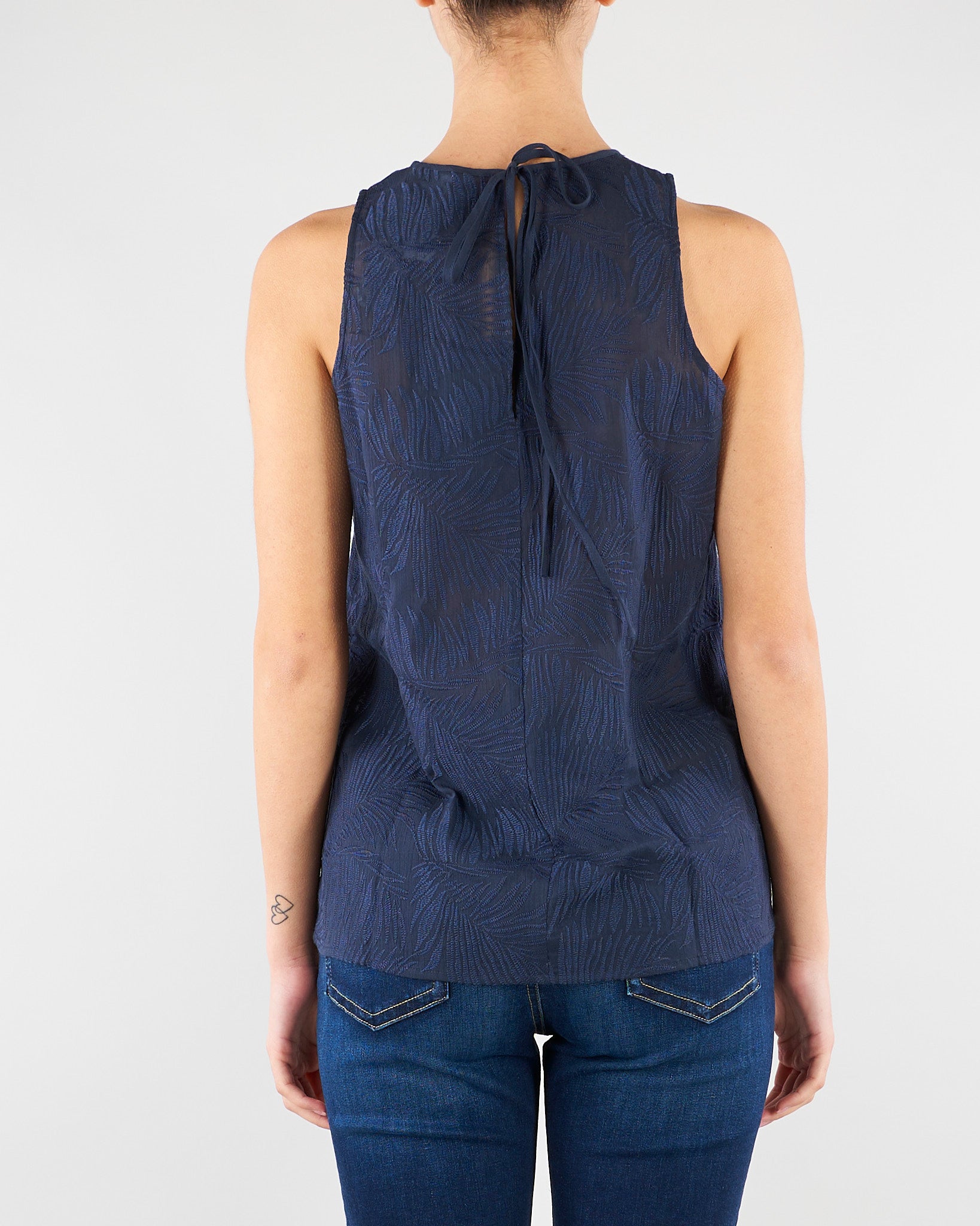 Top Blu in mussola ricamata PBBPOLIS 3 PENNY BLACK 