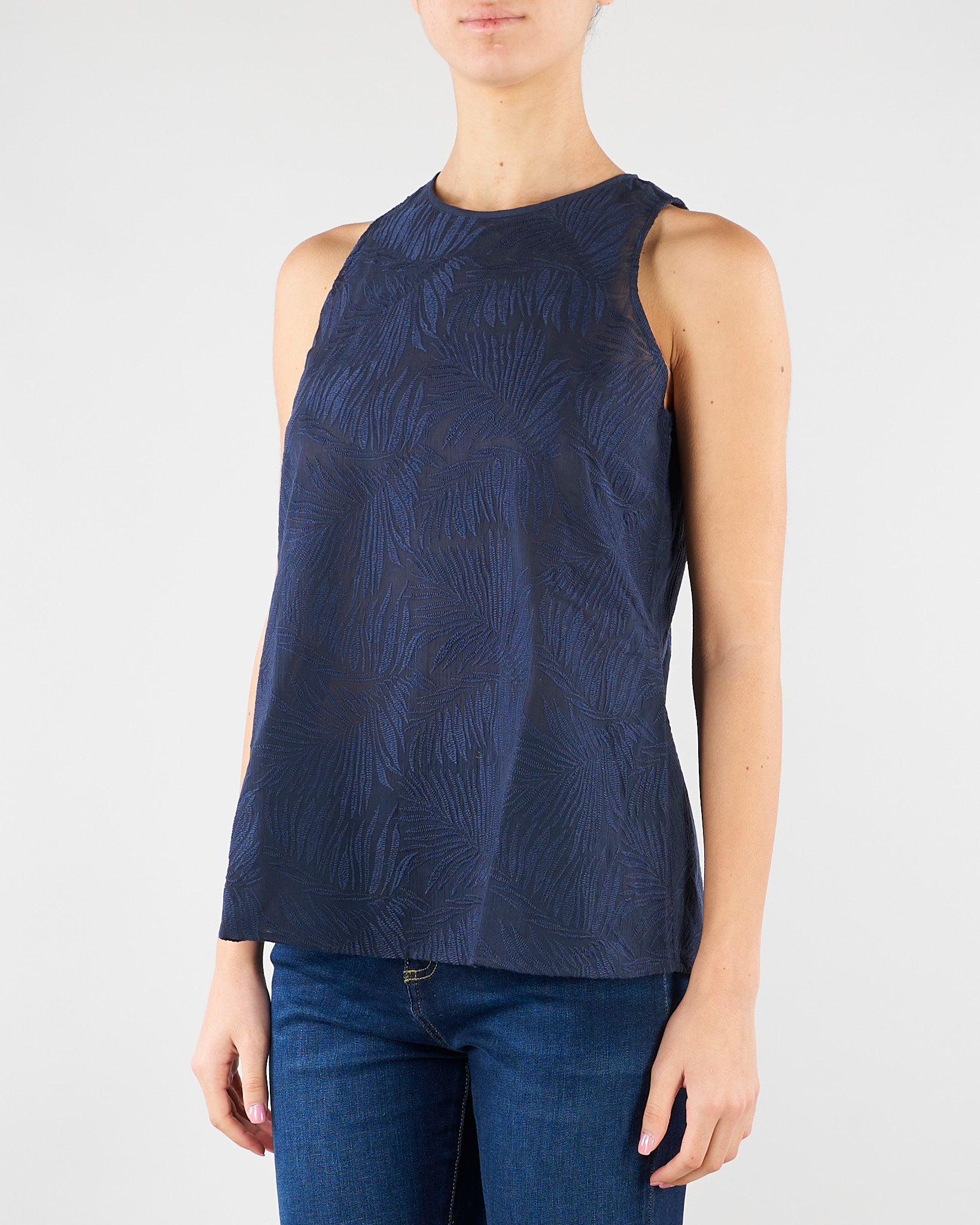 Top Blu in mussola ricamata PBBPOLIS 3 PENNY BLACK 
