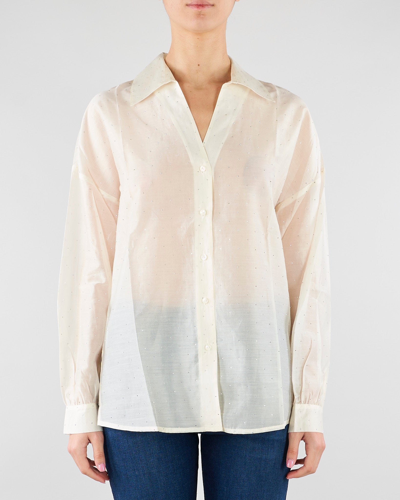 Camicia Crema in voile con strass PBPGIOSTRA 1 PENNY BLACK 