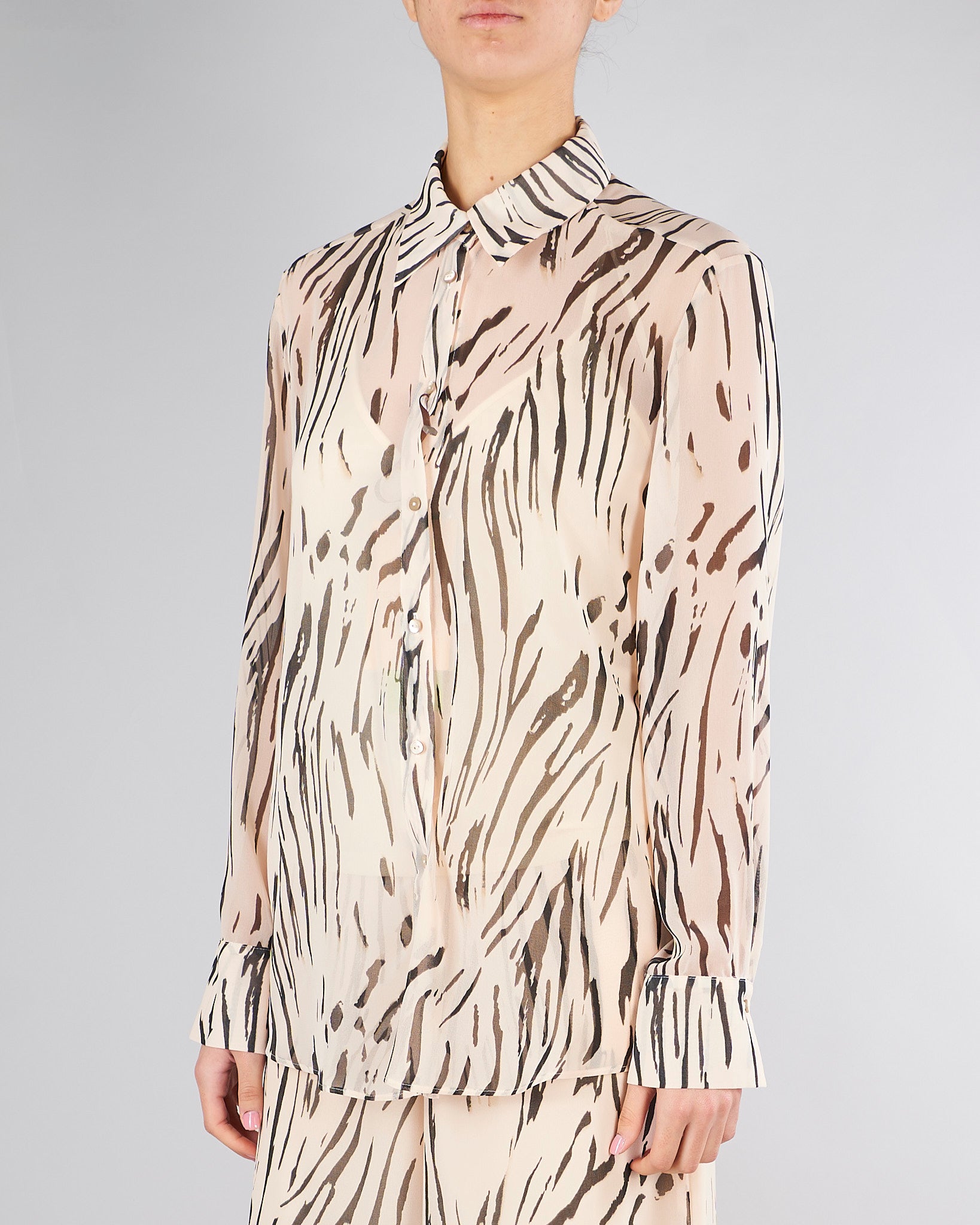 Camicia Crema-Nero in georgette stampata PBPGIRAFFA 9 PENNY BLACK 