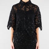 Camicia Nero in macramè con paillettes PBPGIULIVA 2 PENNY BLACK 