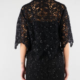 Camicia Nero in macramè con paillettes PBPGIULIVA 2 PENNY BLACK 