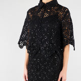 Camicia Nero in macramè con paillettes PBPGIULIVA 2 PENNY BLACK 